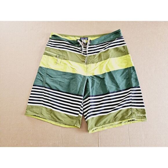 Patagonia Stretch Planing Board Shorts Mens 34 Multi-stripe Button Lace Up - Picture 1 of 6